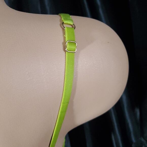 VICTORIA'S SECRET Push Up Bra GREEN LACE Without Padding Underwire Lingerie 34B - Picture 4 of 8